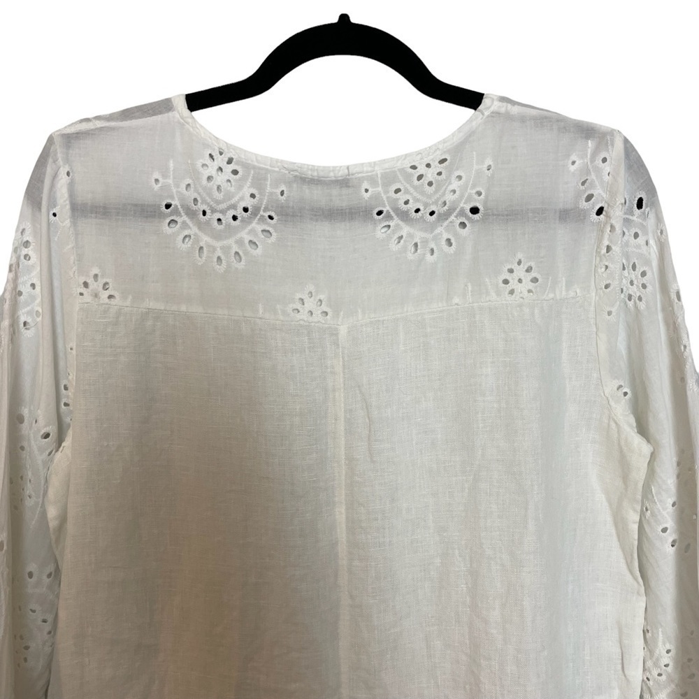 Francesca Bettini Made In Italy 100% Linen Eyelet Detailed Top Sz. S - Picture 6 of 10